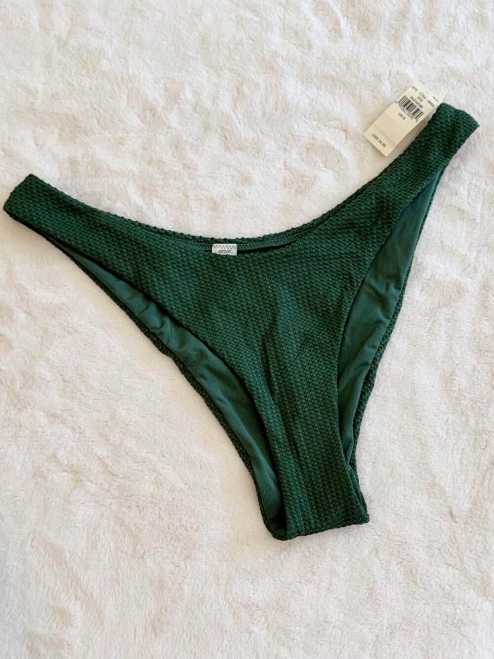 NWT Aerie Pique Cheeky Bikini Bottom in Forest Green - Size: Small